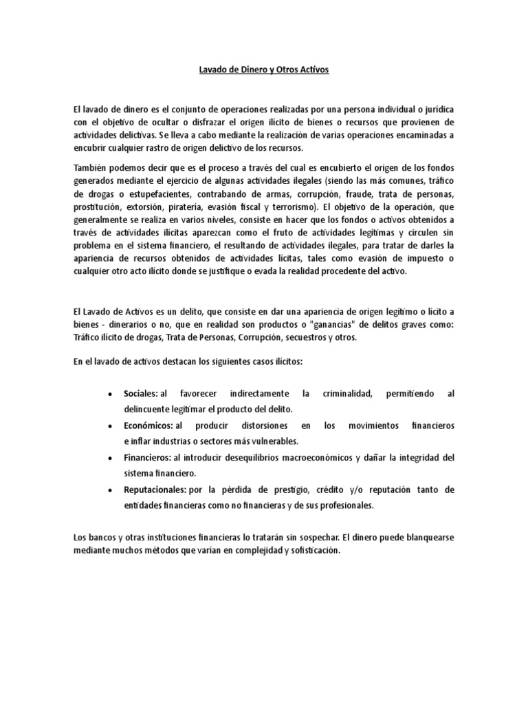 Lavado de Dinero y Otros Activos | PDF | Lavado de dinero | Justicia