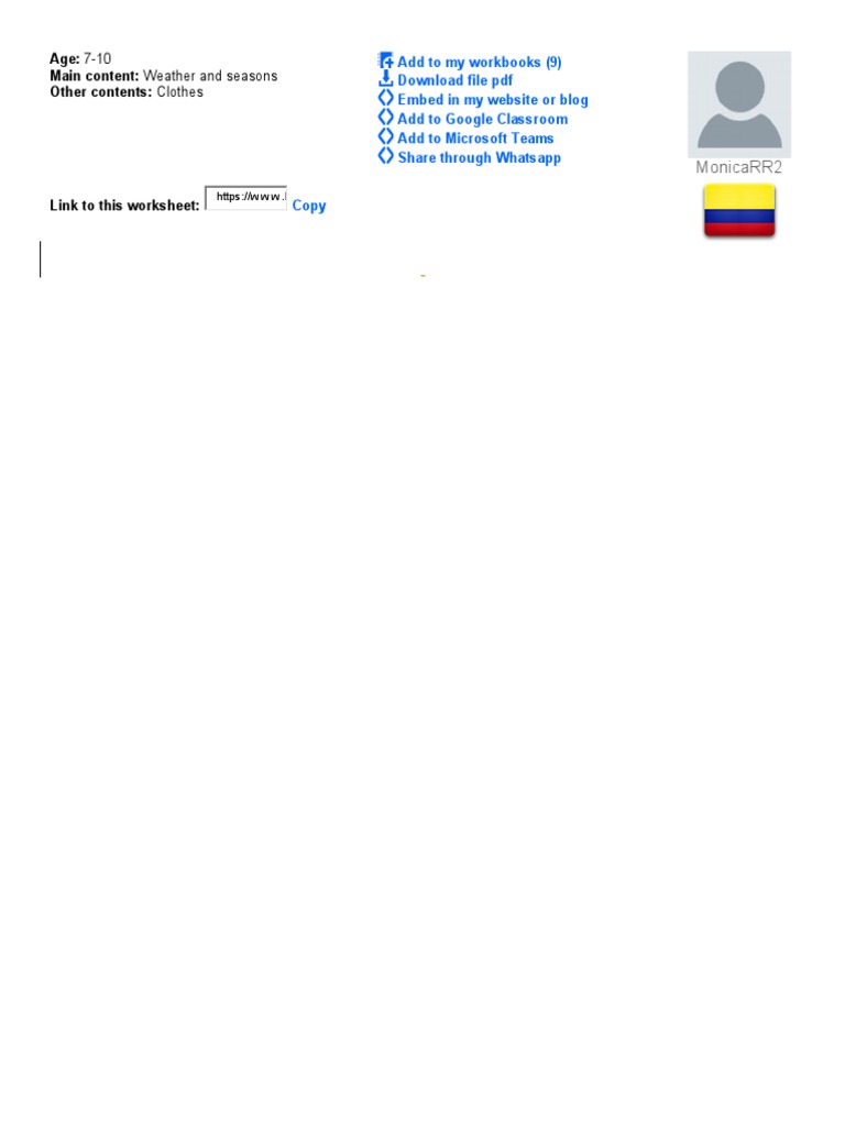 Weather and Clothes Worksheet | PDF | English As A Second Or Foreign ...