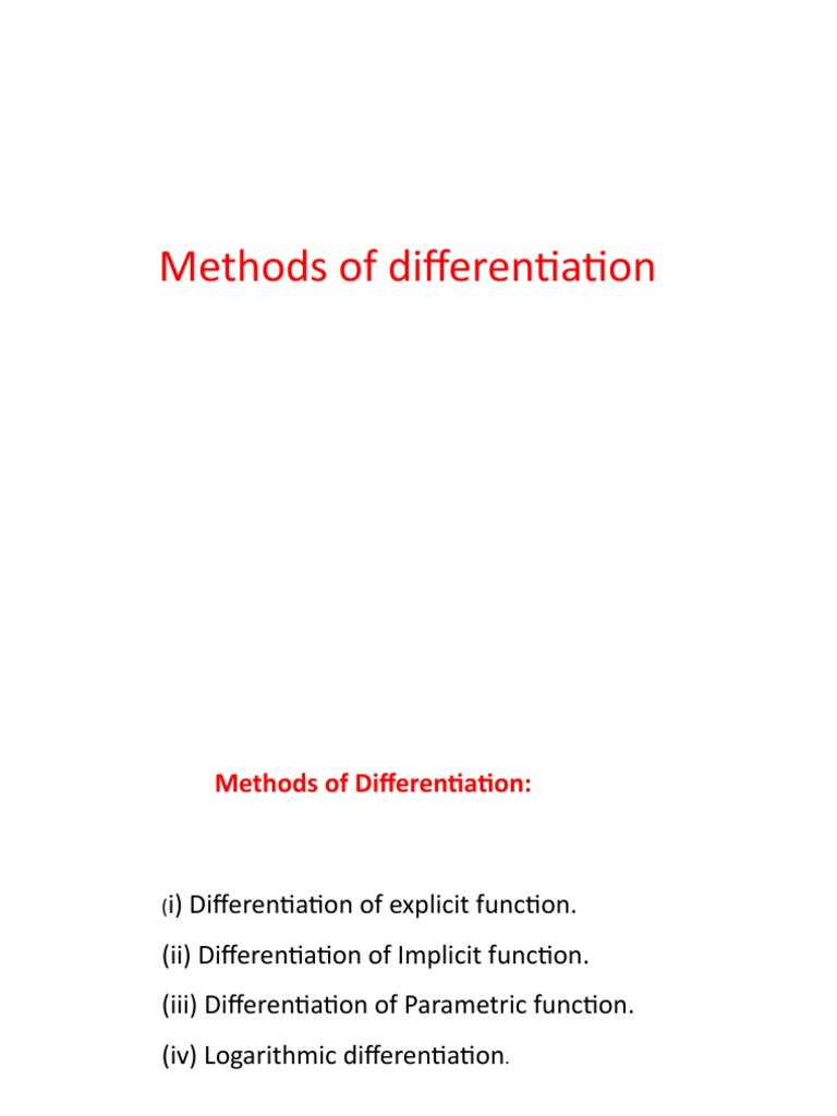 Methods of differentiation pdf maxima and minima function