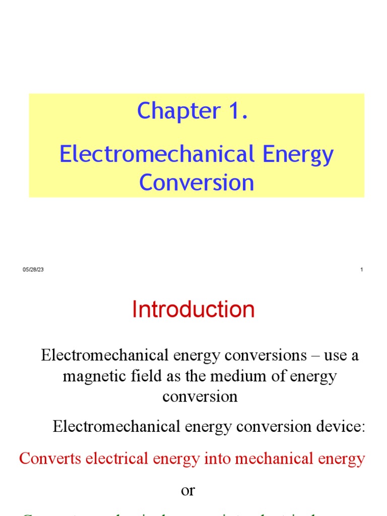 Chapter 2 Electromechanical Energy Conversion Pdf