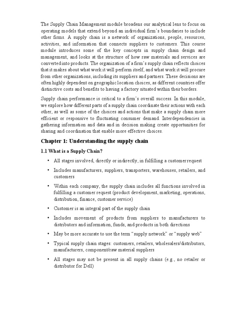 Supply Chain Management Overview | PDF | Supply Chain | Inventory