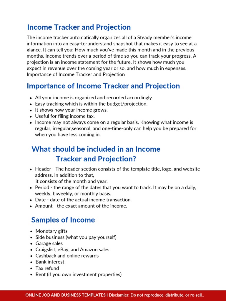 Income Tracker Template | PDF
