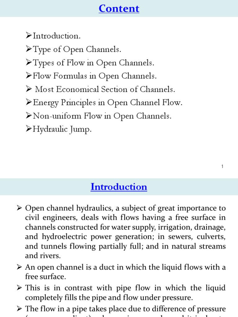 Open Channel Flow: Types and Economics | PDF | Fluid Dynamics ...