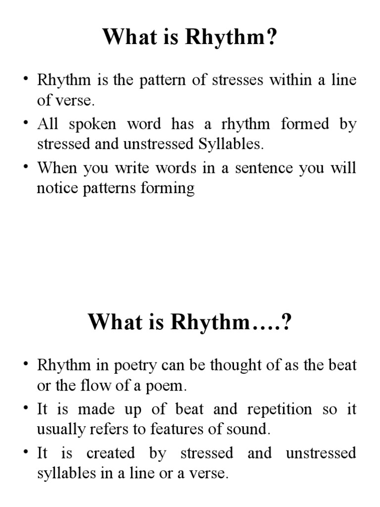 What Is Rhythm PDF Metre (Poetry) Poetry