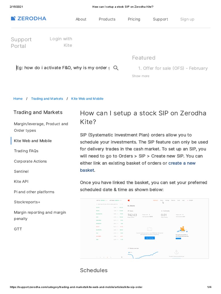 How Can I Setup A Stock SIP On Zerodha Kite | PDF | Stocks | Exchange ...