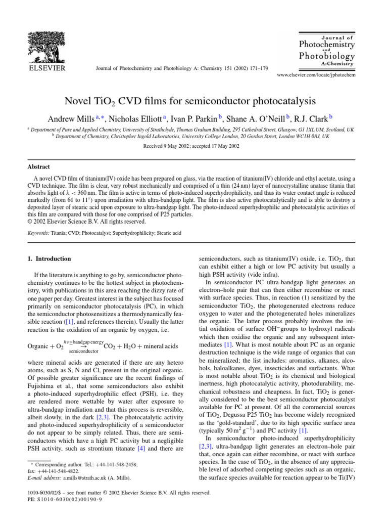 TiO2 CVD Films for Photocatalysis | PDF | Titanium Dioxide | Chemical ...