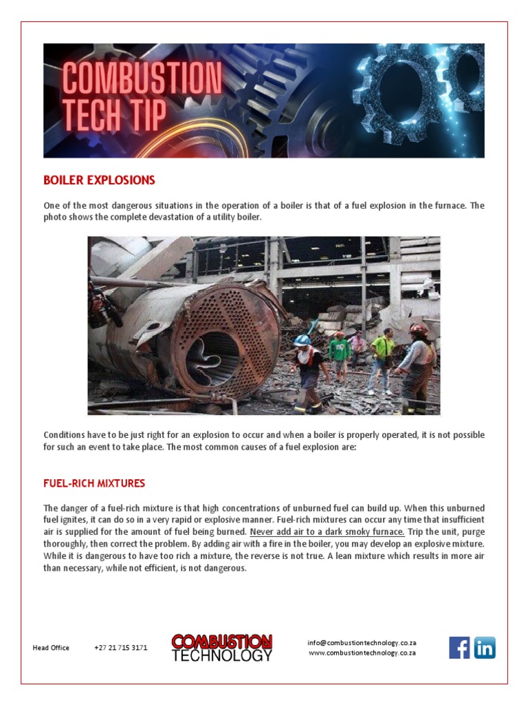 Tech Tip Boiler Explosions PDF Combustion Boiler