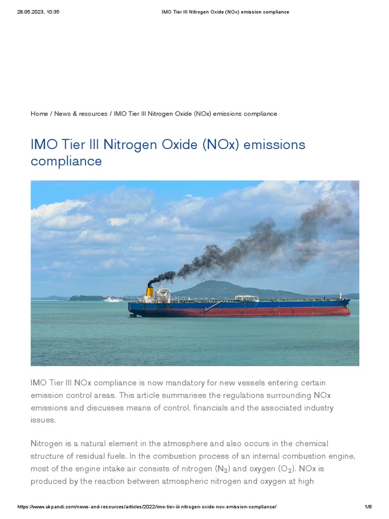 IMO Tier III Nitrogen Oxide (NOx) Emission Compliance PDF N Ox