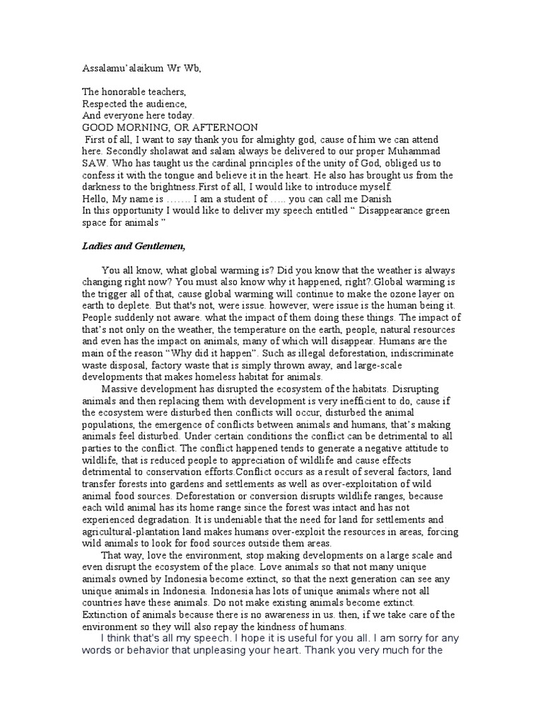 Speech Danish Download Free PDF Wildlife Habitat Destruction