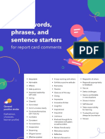 Report Card Sentence Starters and Useful Words 1