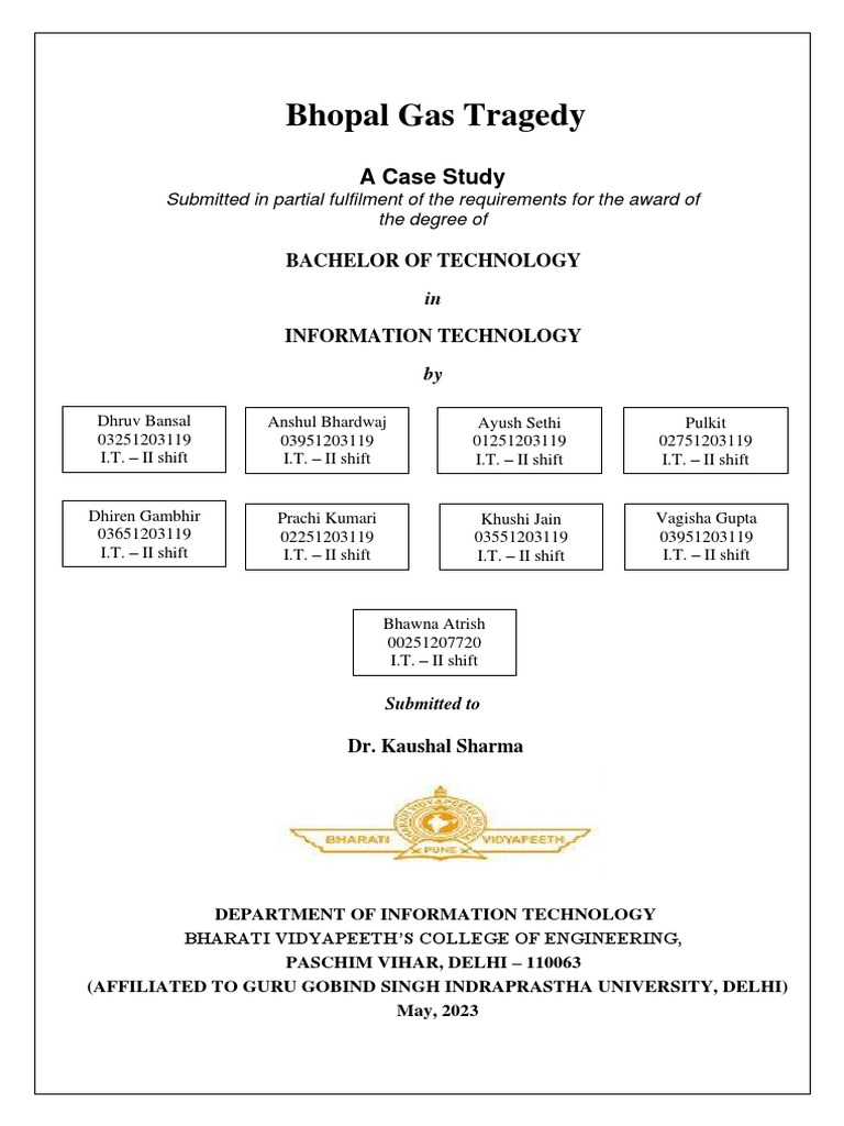 Bhopal Gas Tragedy Case Study | PDF