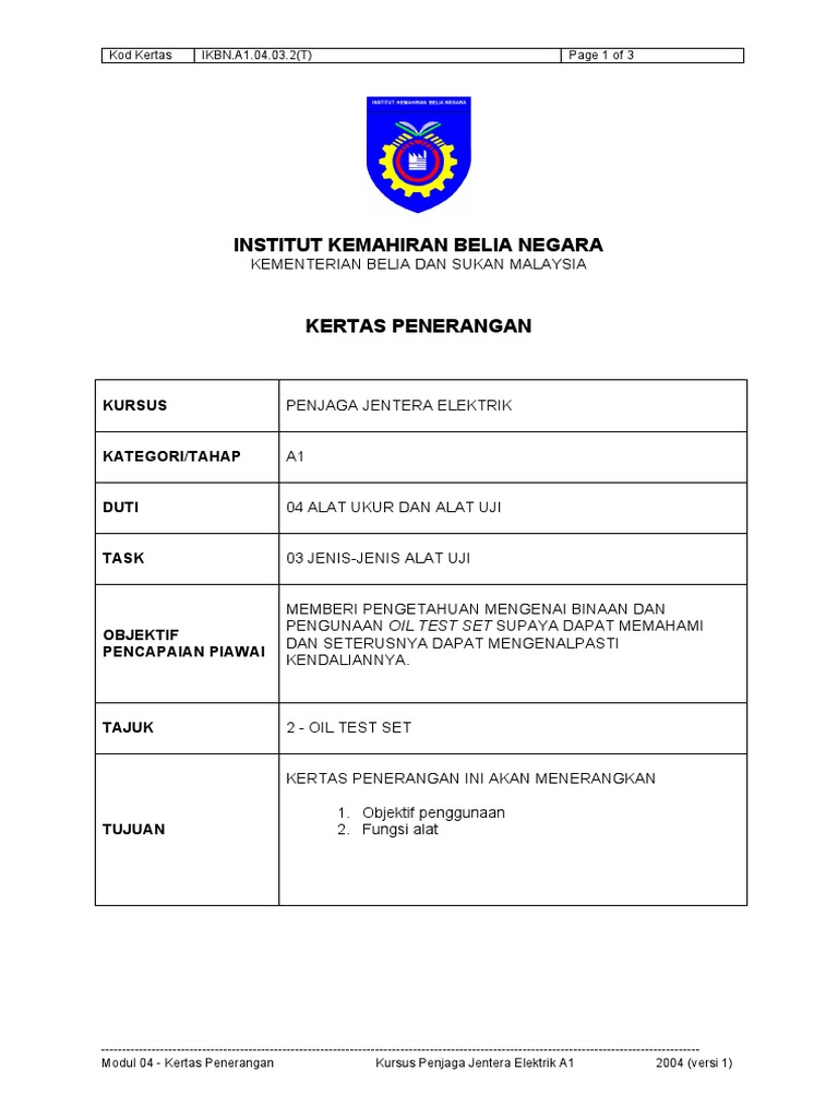 Ikbn A1 04 03 2 T Oil Test Set Pdf