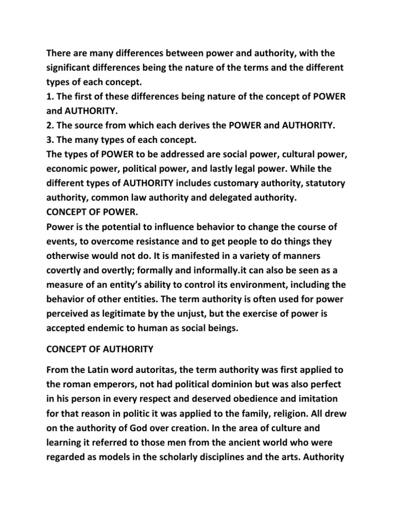 There Are Many Difference Between Power and Authority PDF Power