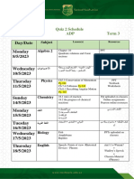 Grade - 11 - Quiz - Schedule - - - جدول - الاختبارات - القصيرة 2