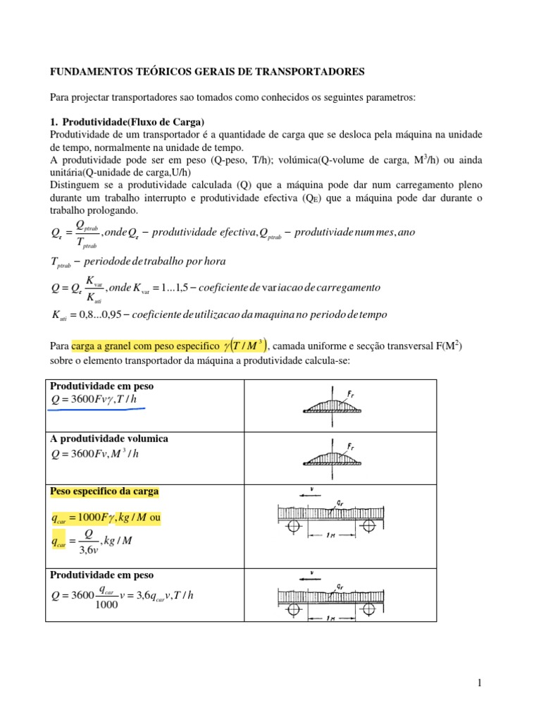 Projecto de Transportadores-Aula 8-12 PDF-1 | PDF | Densidade ...