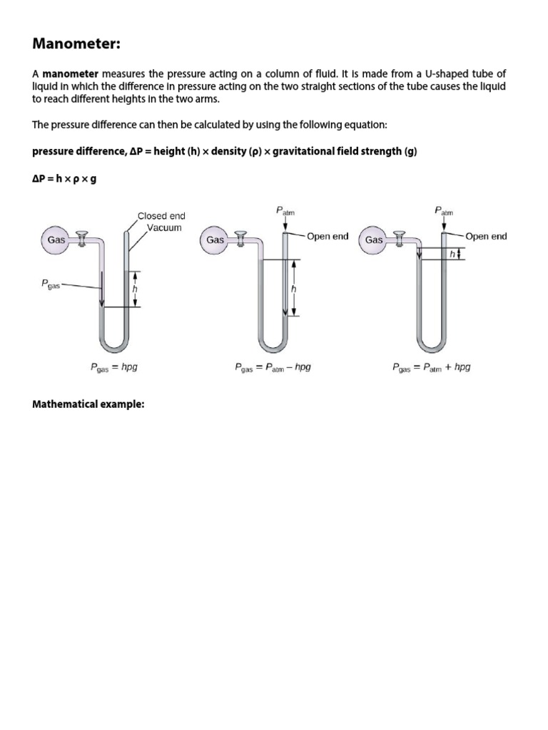 Barometers and Manometer PDF