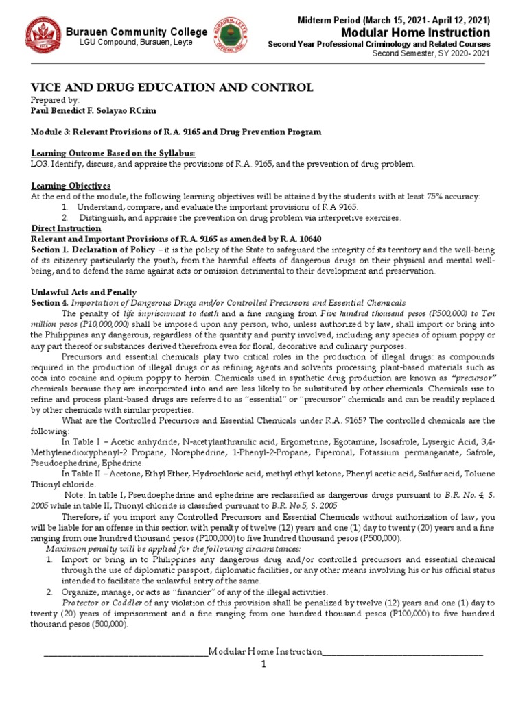 Drug Laws and Prevention in the Philippines | PDF | Plea Bargain
