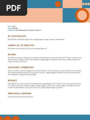 PTA MEETING MINUTES