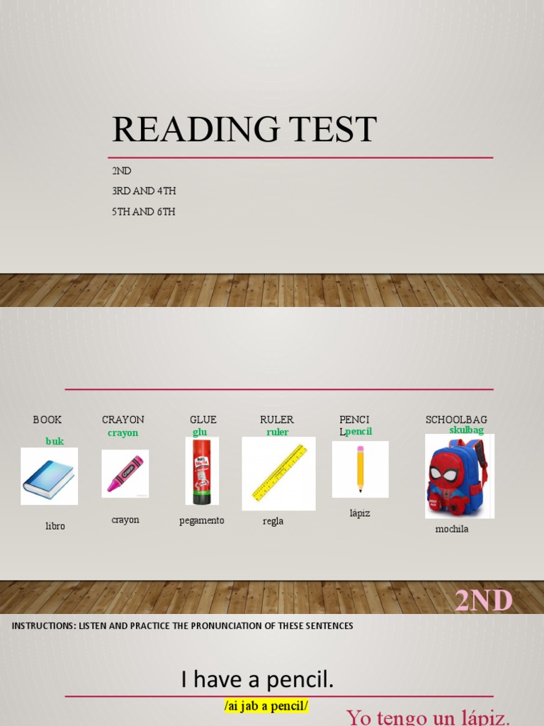 Reading Test: Vocabulary & Pronunciation | PDF | Language Arts & Discipline