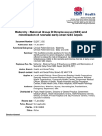 Guideline: Maternity - Maternal Group B Streptococcus (GBS) and Minimisation of Neonatal Early-Onset GBS Sepsis