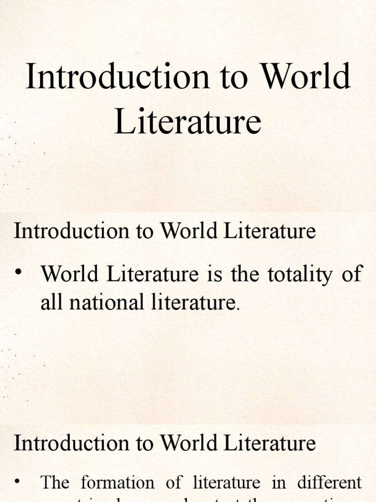 Introdction To World Literature PDF Speculative Fiction Literary