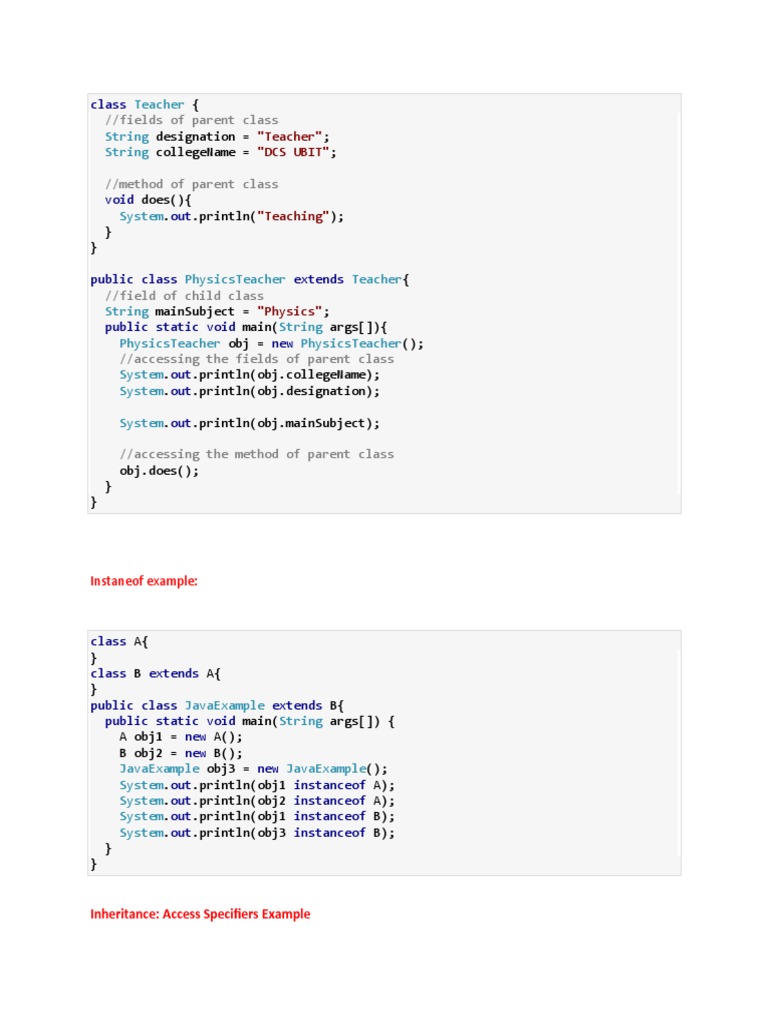 OOP Java Inheritance Examples | PDF | Inheritance (Object Oriented ...