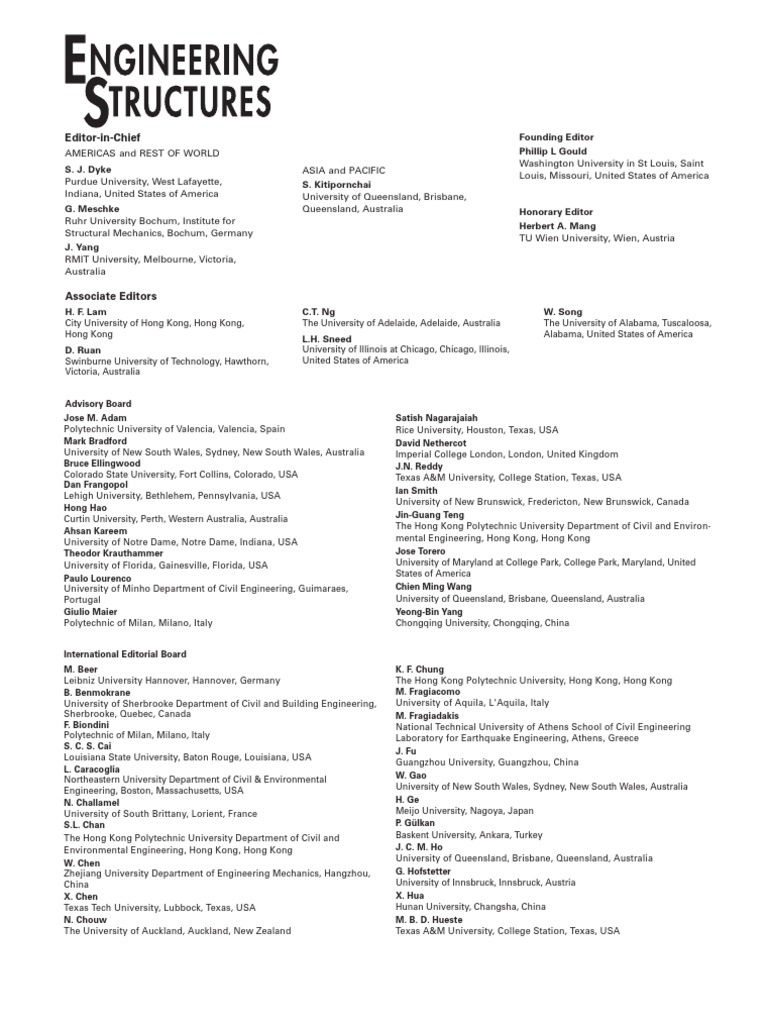 Editorial board 2022 engineering structures pdf universities and