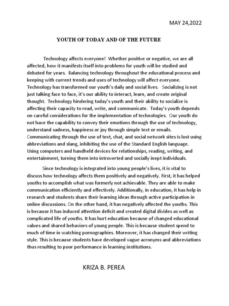Youth of Today and of The Future | PDF