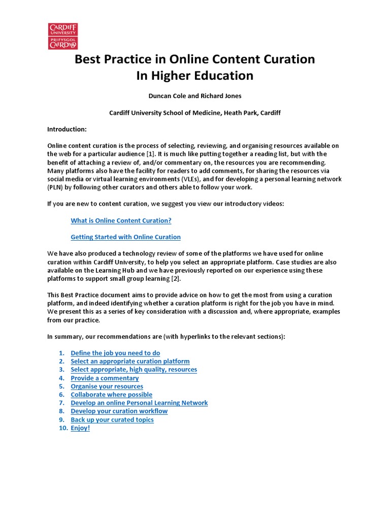 Best Practices for Content Curation in Education | PDF | Social Media ...