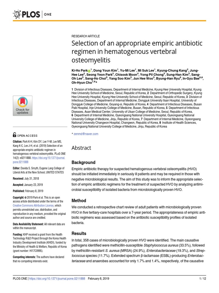 Selection of An Appropriate Empiric Antibiotic Regimen in Hematogenous