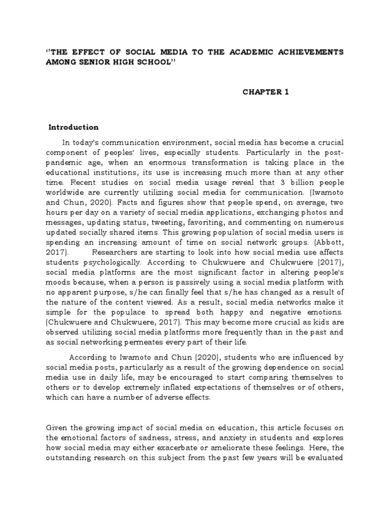 The Effect Of Social Media To The Academic Achievements Among Senior