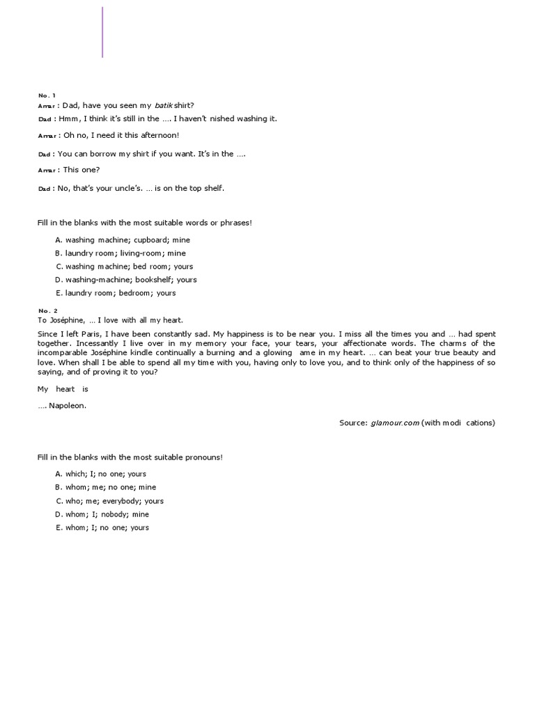 English Exercises 1 | PDF | Language Arts & Discipline | Art