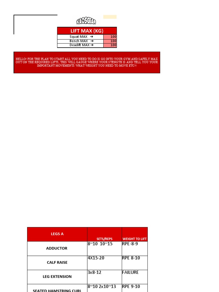 Training Plan 6 Day Split | PDF | Anatomical Terms Of Motion | Physical ...