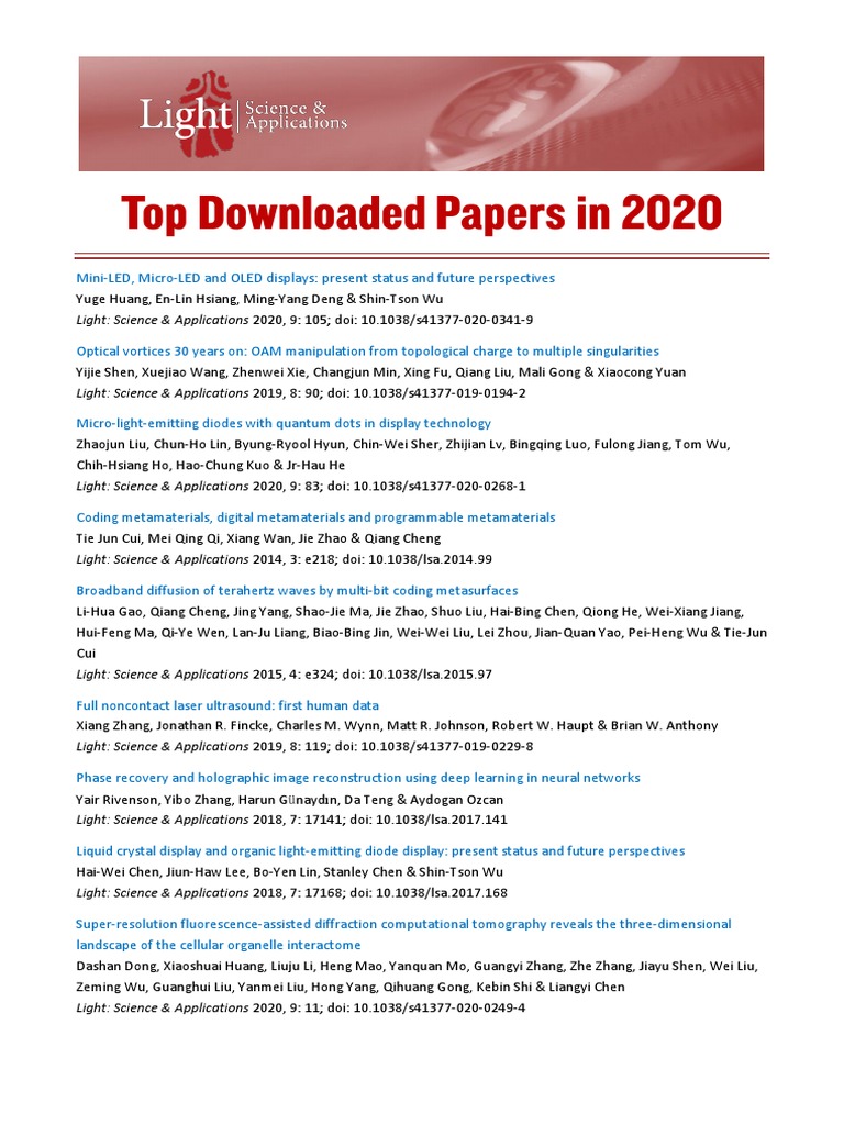 LSA Website Top Downloaded Papers in 2020 1 | PDF | Optics ...