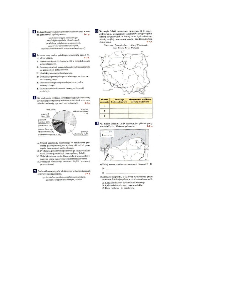 Sprawdzian Rolnictwo Oblicza Geografii 2 Przemysł - Test Geografia | PDF