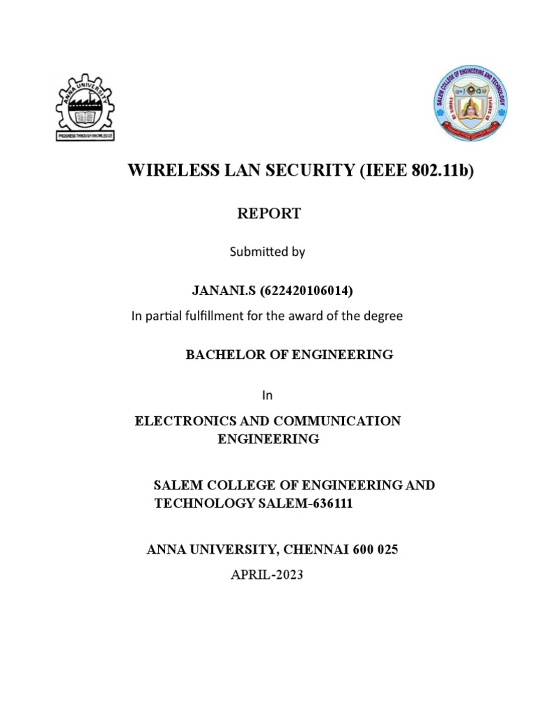 S Janani Report Download Free PDF Wireless Lan Computer Network