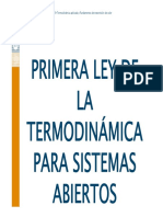 Tema 4 Primera Ley de La Termodinámica para Sistemas Abiertos