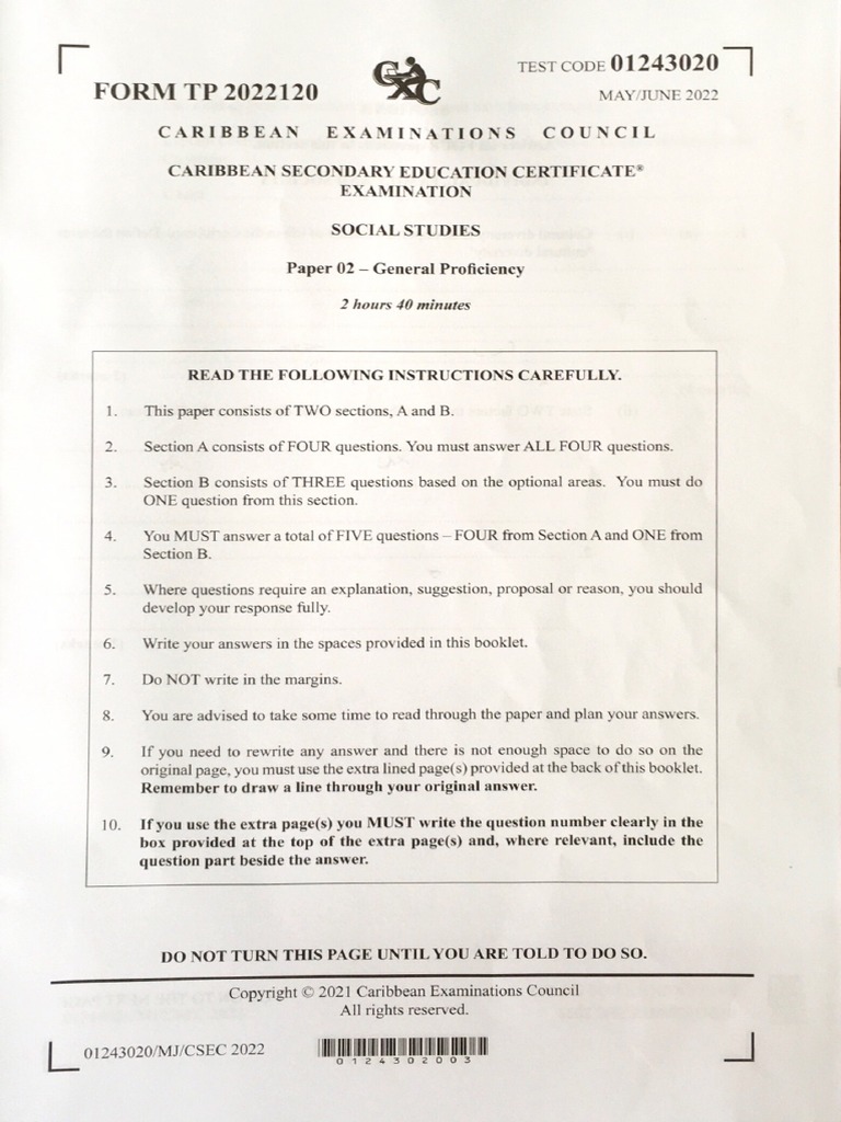 Social studies june 2022 paper 2 pdf