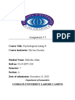 Psychological Testing Assignment 3