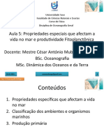 Aula 5 - Oceanografia Biologica - Propriedades Que Afectam A Vida No Mar e Produtividade Fitoplanctonica