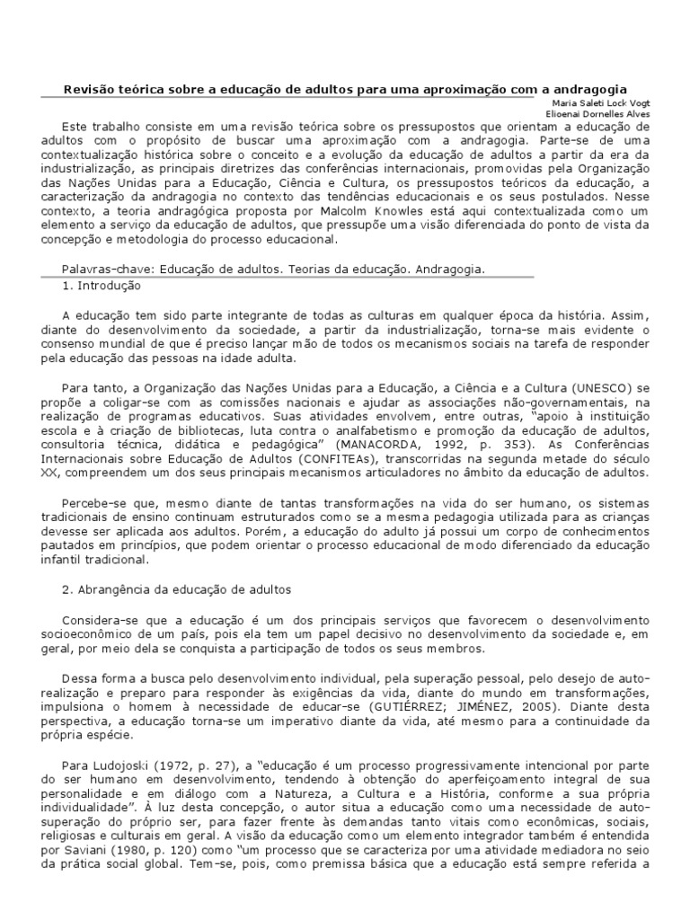 Revisão teórica sobre a educação de