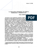 La Situación Lingüística en Grecia. Problemas y Perspectivas