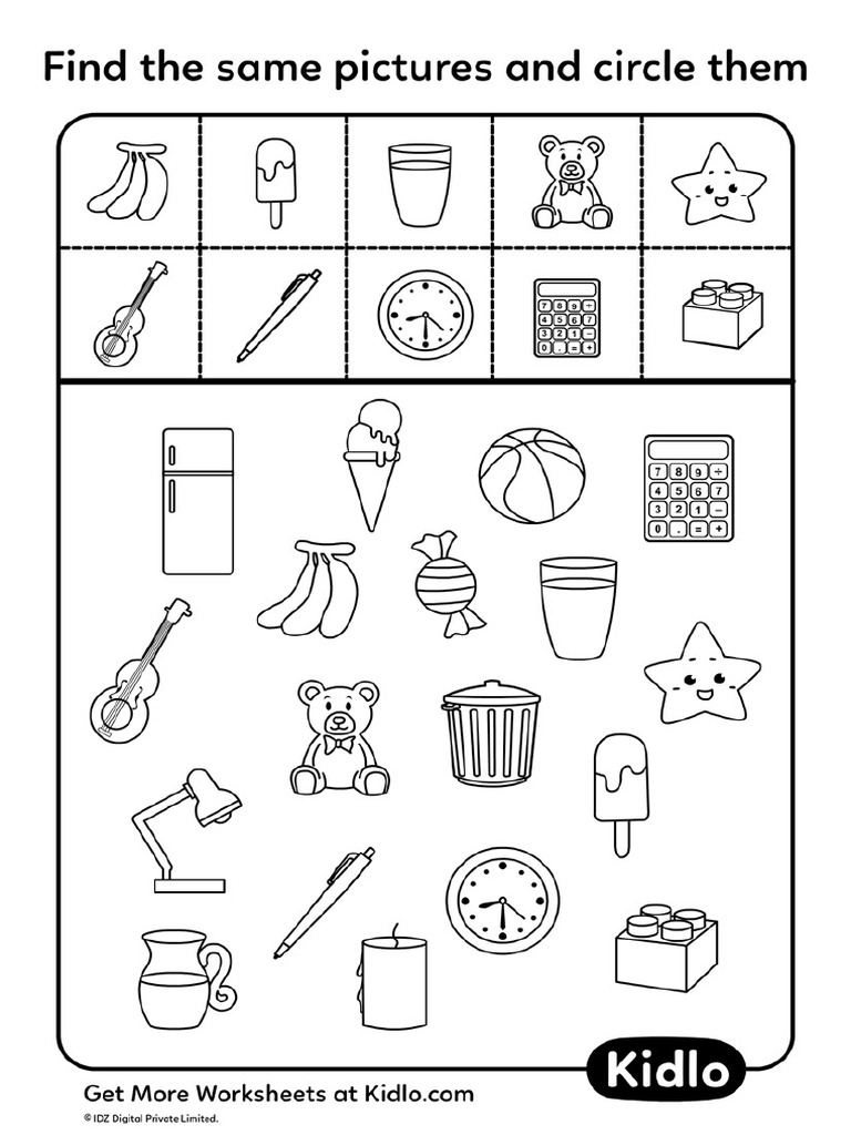 Circle The Same Pictures Worksheet 07 PDF