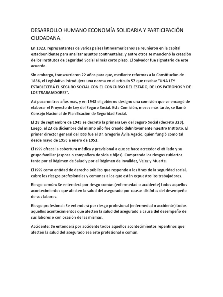 Desarrollo Humano y Economía en El Salvador | PDF | Seguridad Social ...
