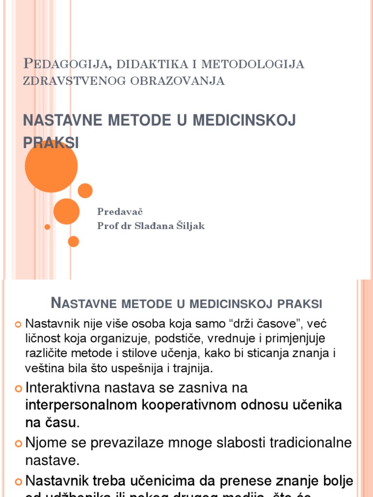 PR 3 - Nastavne Metode U Medicinskoj Praksi | PDF