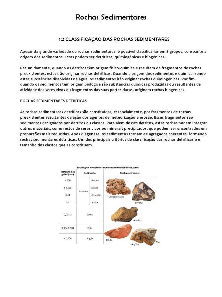 Rochas Sedimentares - Classificação | PDF | Rocha clástica | Rocha ...