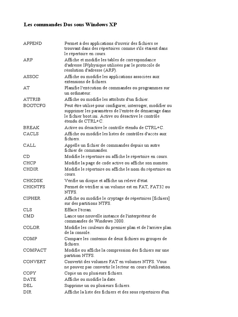 0244 Formation Commandes Ms Dos | PDF | Ordinateurs | Technologie et ...