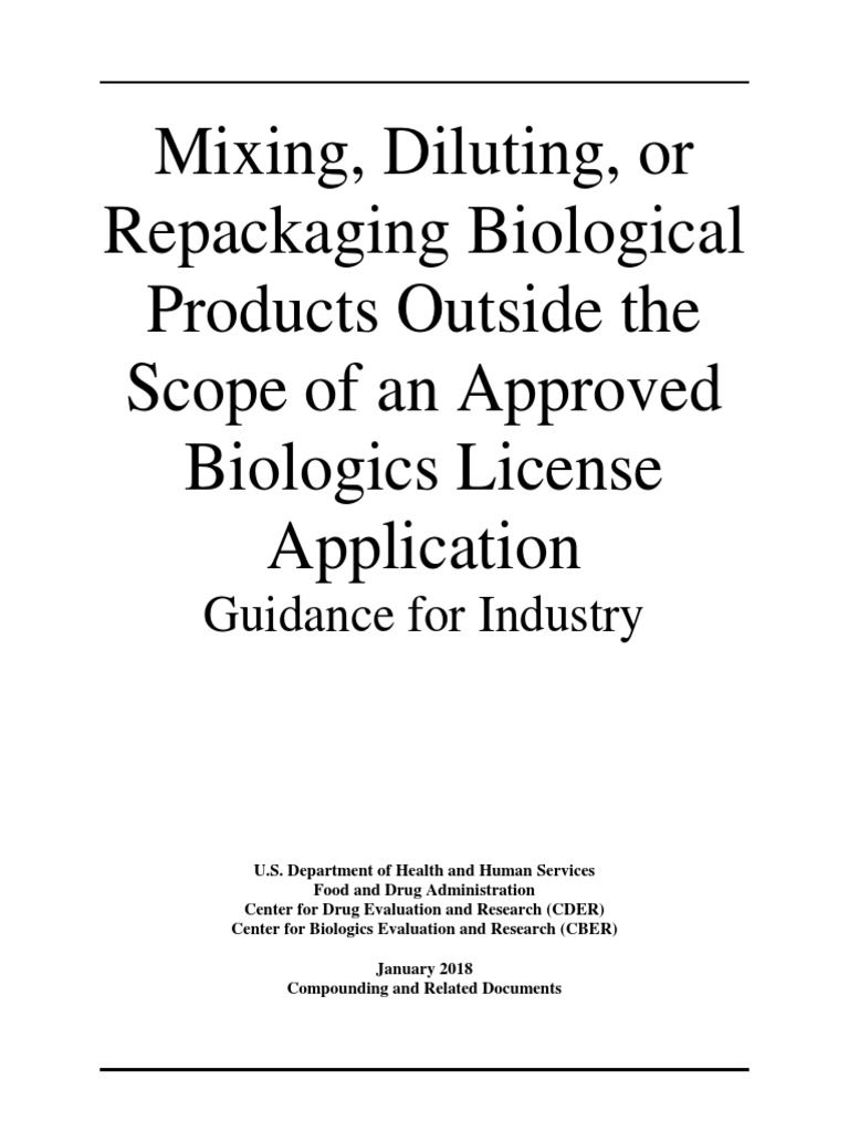 GMP04 Mixing, Diluting, or Repackaging Biologi PDF Federal Food
