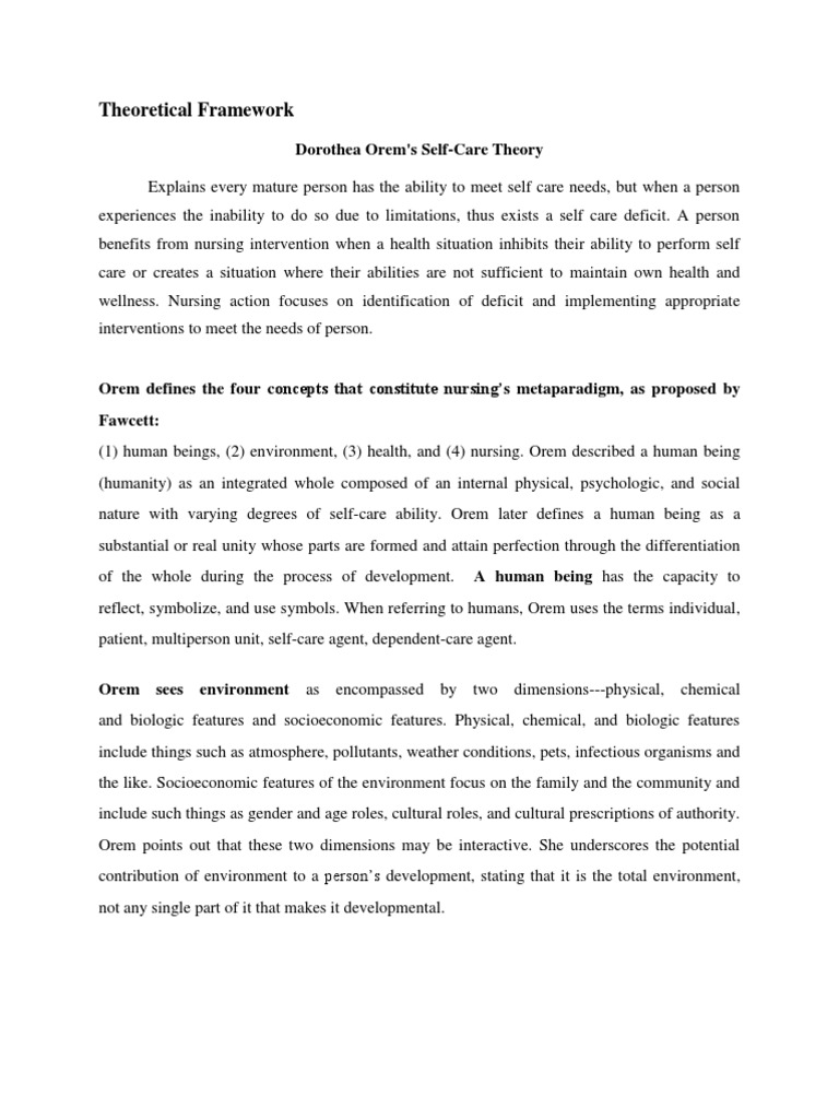 Theoretical framework nursing health care