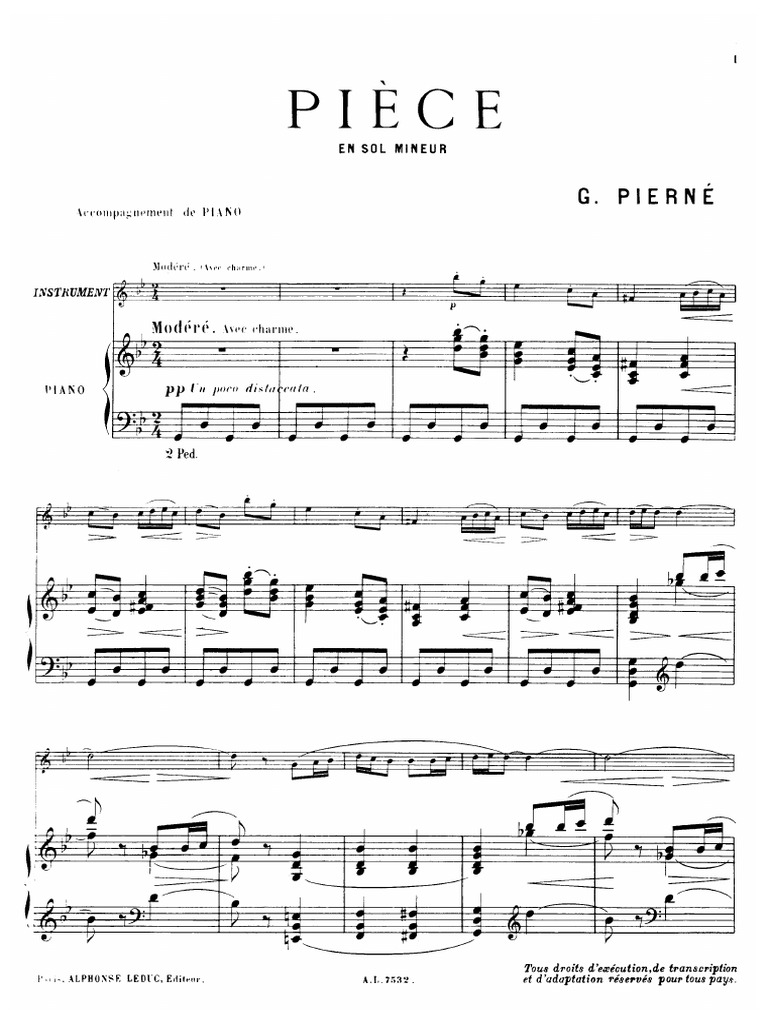 Pierne Piece en Sol Mineur For and Piano (Score+Part) PDF